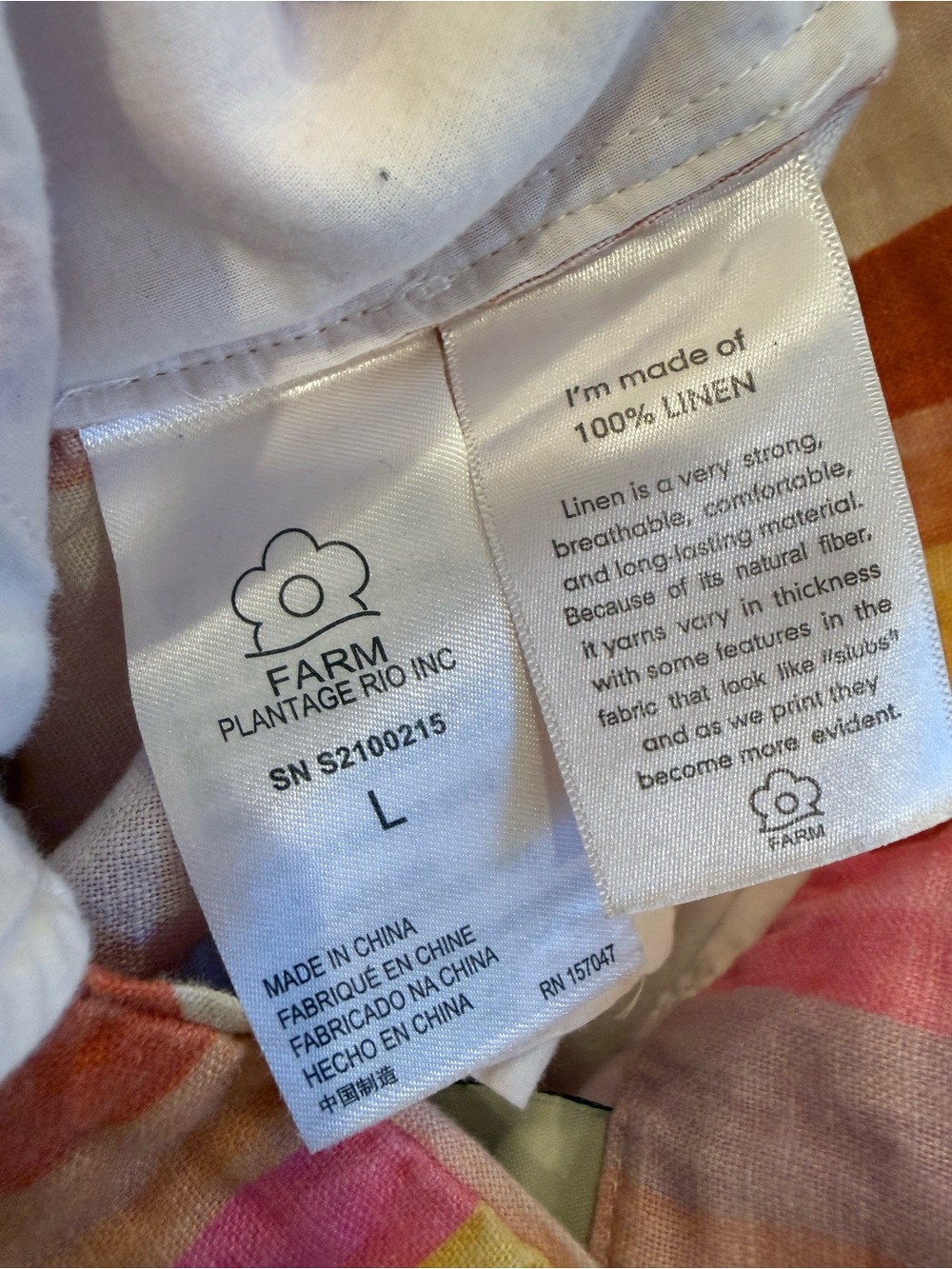FARM RIO Sunny Striped Linen Pants size Large 100% Linen Tropical Vacation Beach - Picture 9 of 10